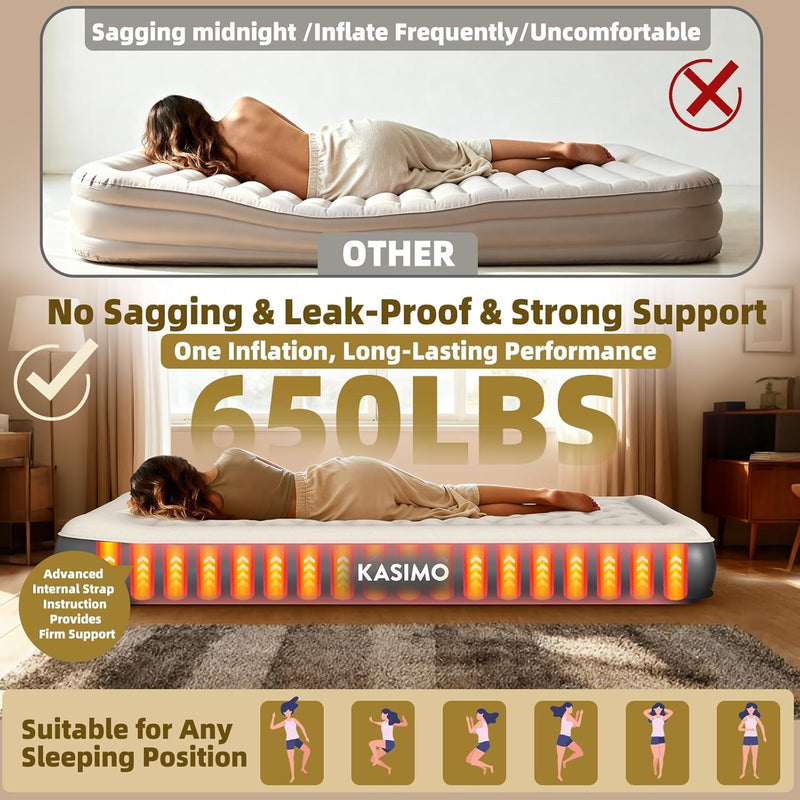 Inflatable Mattress Tpu Airbed with Built-In Battery