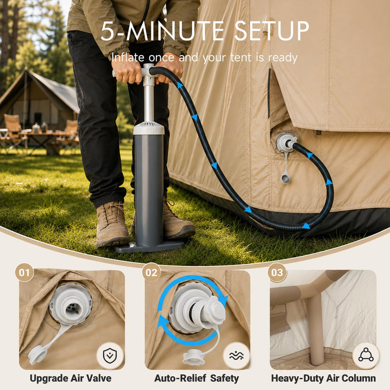 Inflatable Tent for Camping 4-6 Person with Skylight