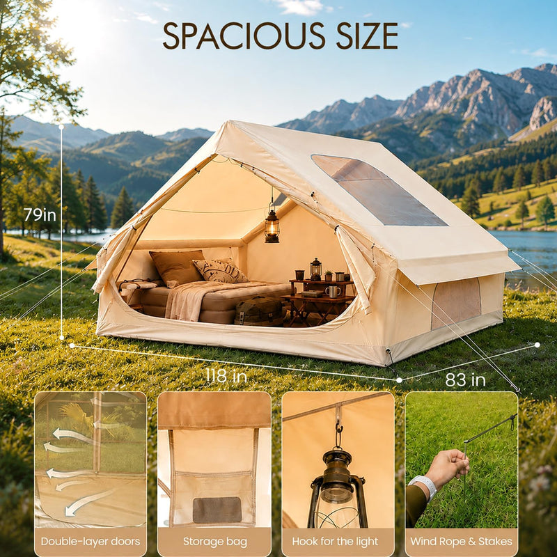 Inflatable Tent for Camping 4-6 Person with Skylight