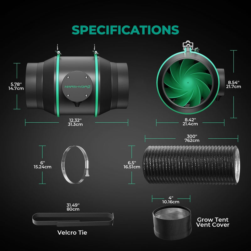 Inline Fan Carbon Filter Ducting Kit