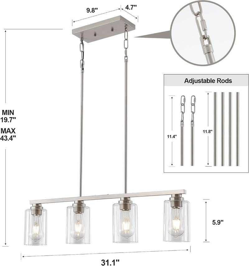 Island Light for Kitchen 4-Light Dining Room Fixture