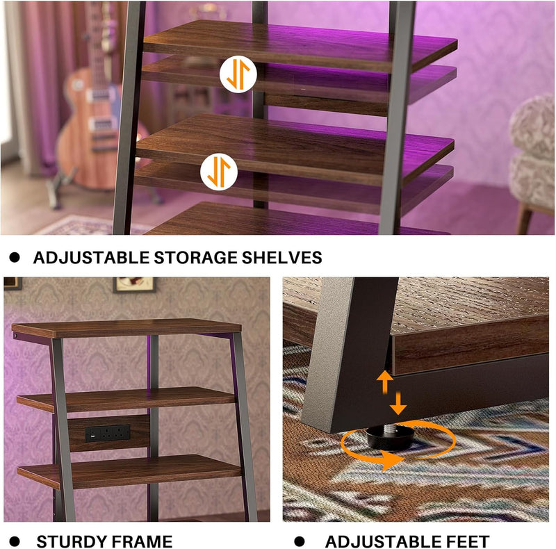 Av Media Stand with Outlets 4-Tier Console LED