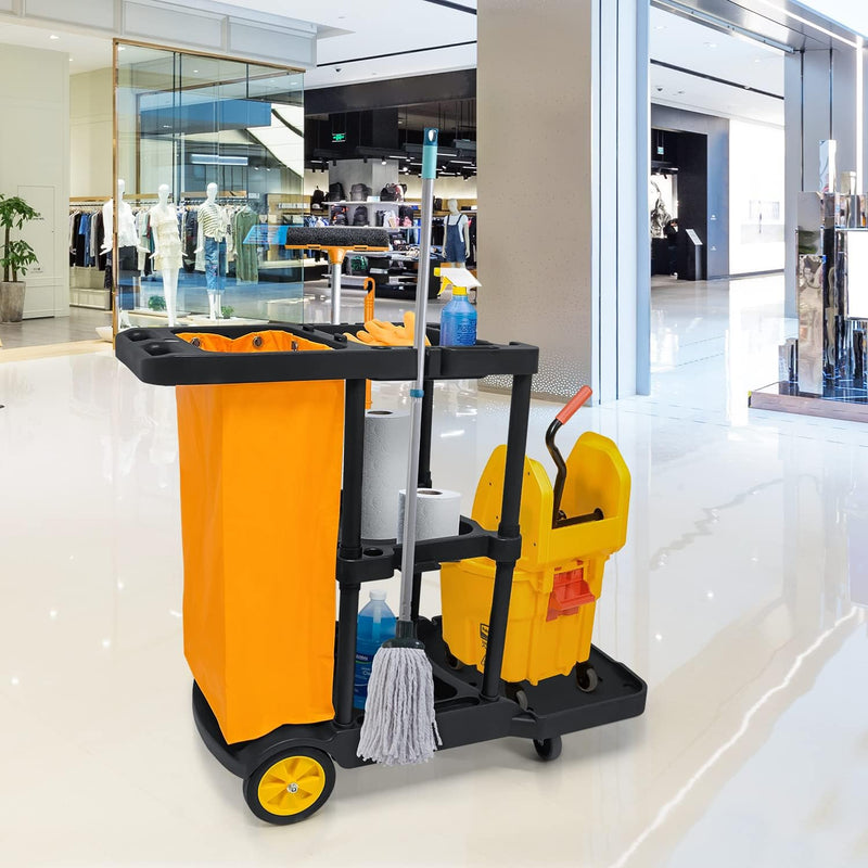 Janitorial Trolley Cleaning on Wheels Utility Service Cart