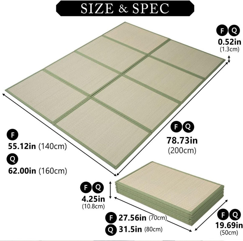 Japanese Tatami Mat Natural Rush Grass Foldable Igusa
