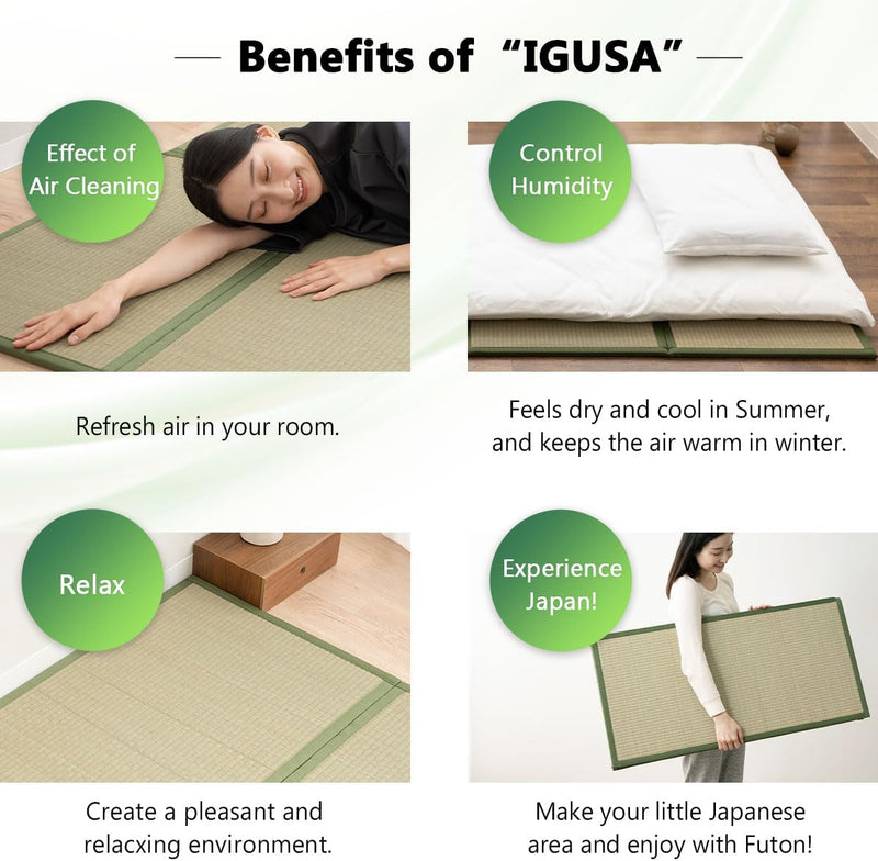 Japanese Tatami Mat Natural Rush Grass Foldable Igusa