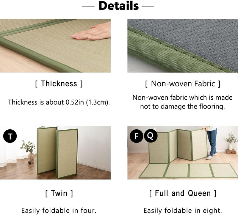 Japanese Tatami Mat Natural Rush Grass Foldable Igusa