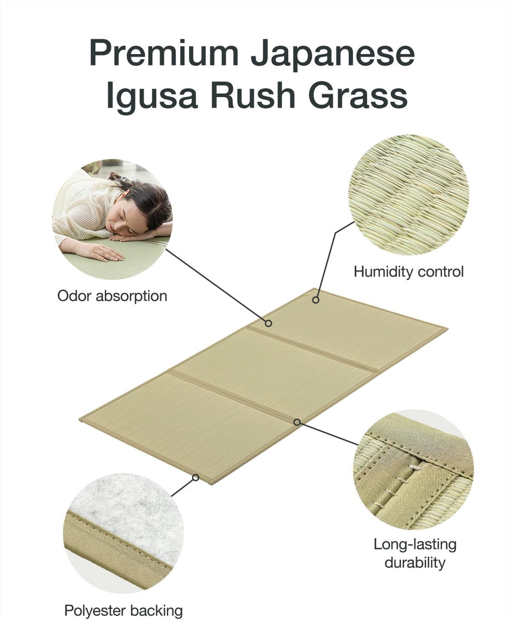 Japanese Tatami Mattress Igusa Mat Folds in Three