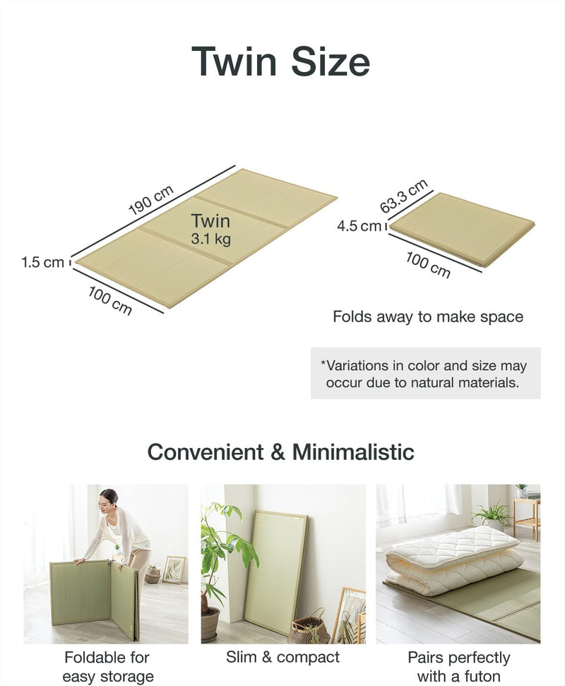 Japanese Tatami Mattress Igusa Mat Folds in Three