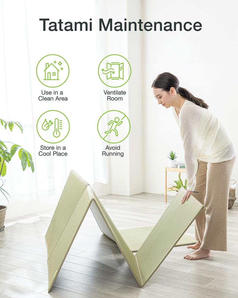 Japanese Tatami Mattress Igusa Mat Folds in Three