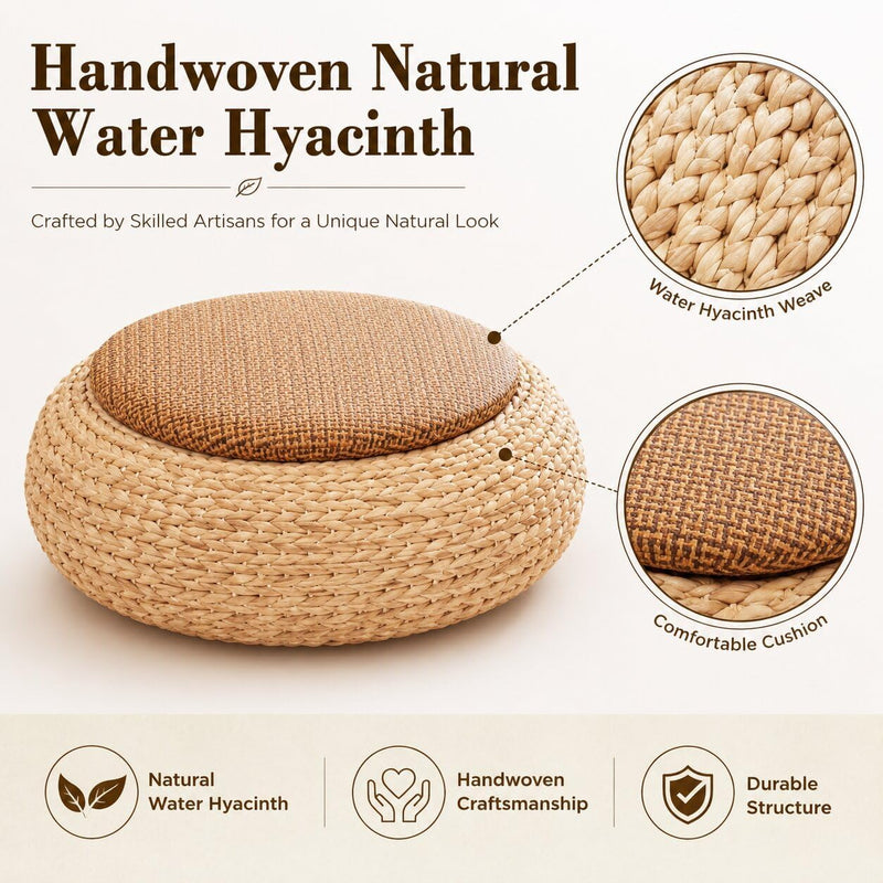 Japanese Zen Round Floor Cushion Handwoven Meditation Seat