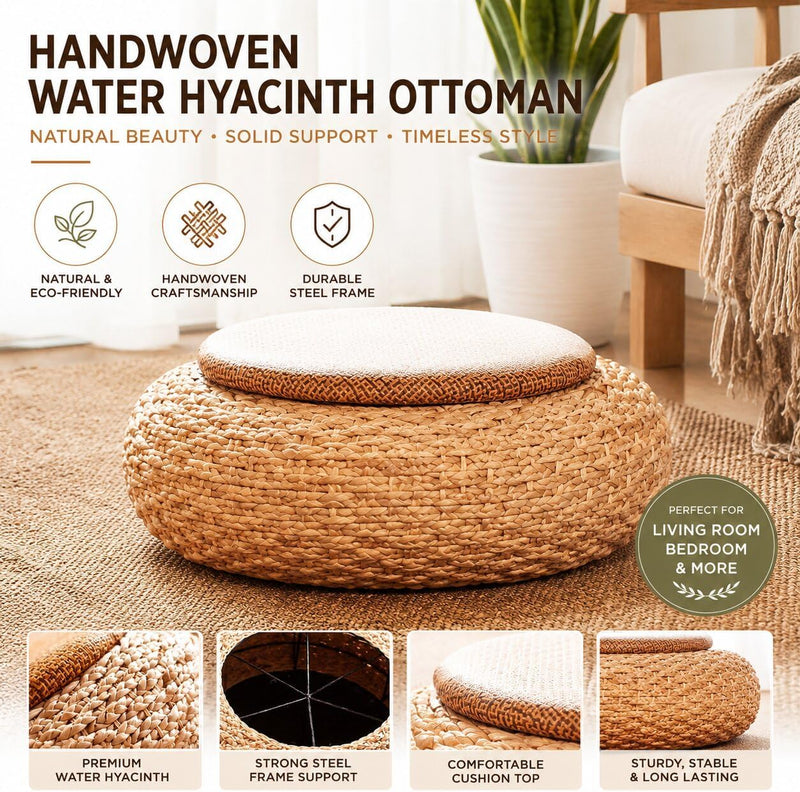 Japanese Zen Round Floor Cushion Handwoven Meditation Seat