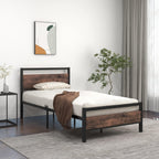 Jelute Size Metal Platform Bed Frame Wooden Headboard