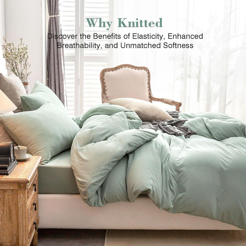 Jersey Knit Duvet Cover Set 100% T-Shirt Cotton
