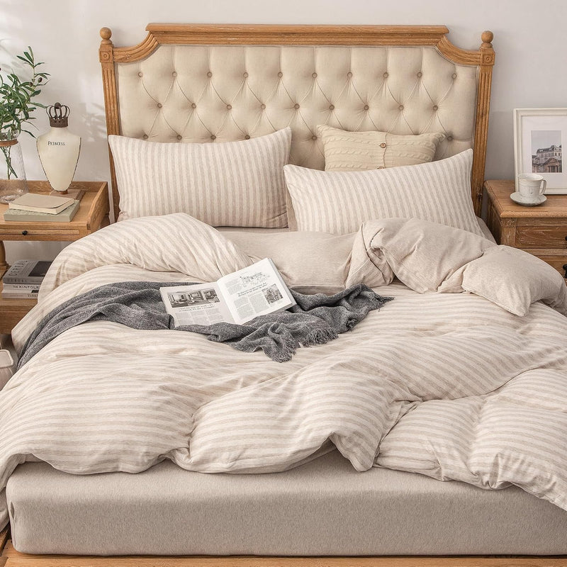 Jersey Knit Duvet Cover Set 100% T-Shirt Cotton