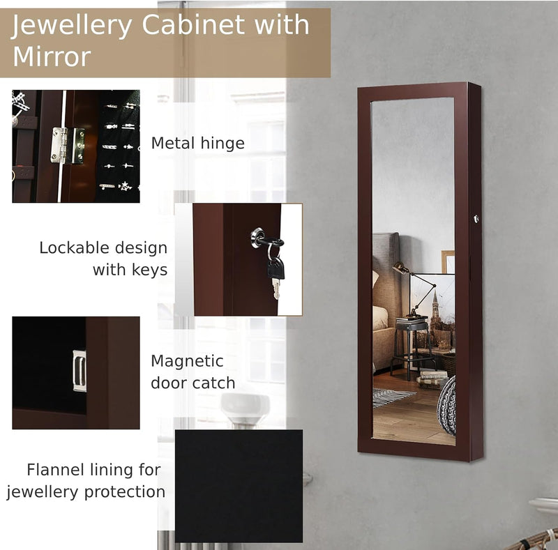 Jewellery Cabinet Wall Door Mounted Mirrored Armoire