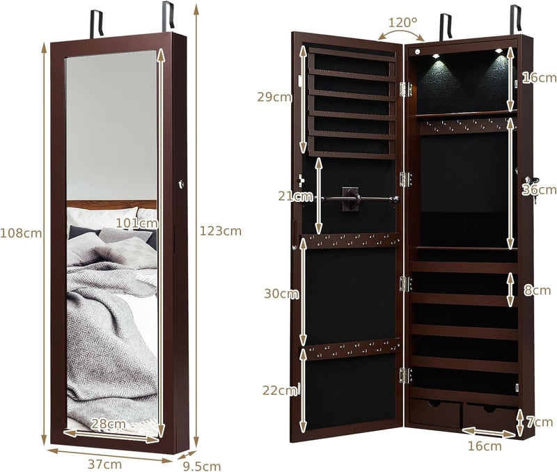 Jewellery Cabinet Wall Door Mounted Mirrored Armoire
