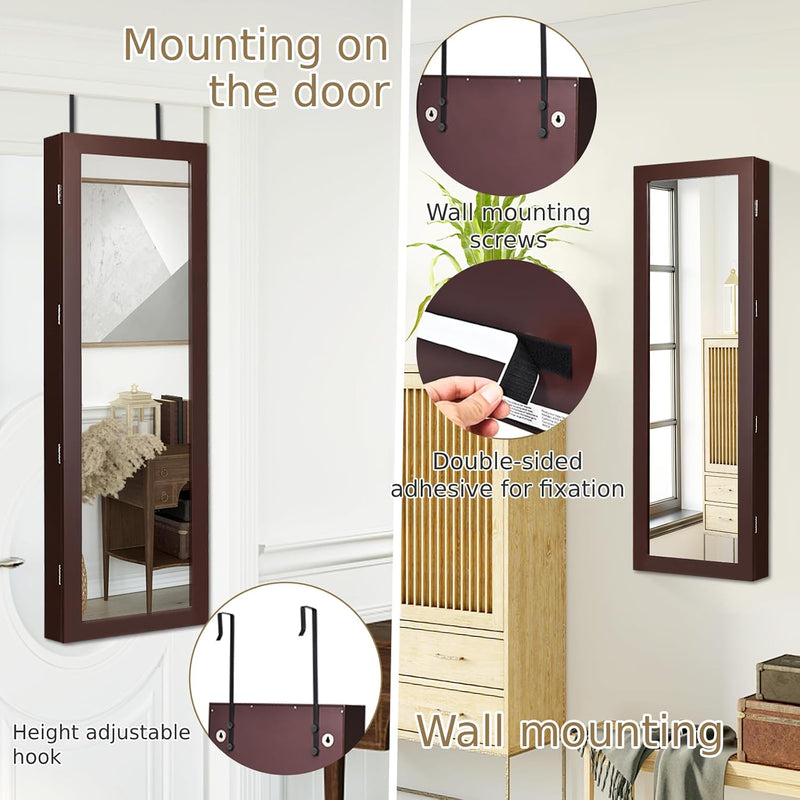 Jewellery Cabinet Wall Door Mounted Mirrored Armoire