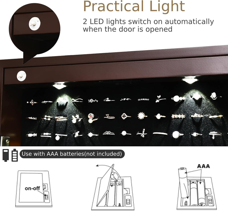 Jewellery Cabinet Wall Door Mounted Mirrored Armoire