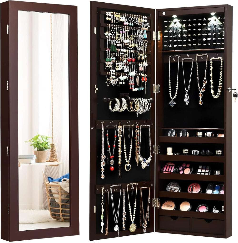 Jewellery Cabinet Wall Door Mounted Mirrored Armoire