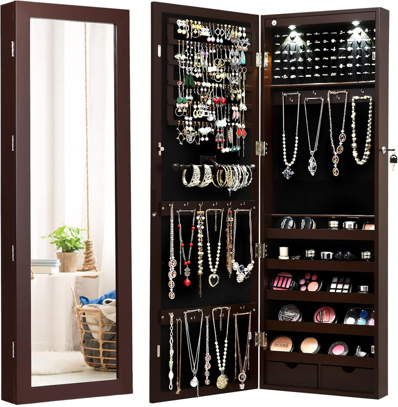 Jewellery Cabinet Wall Door Mounted Mirrored Armoire