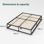 Joseph Metal Platform Bed Frame 25CM Base Wooden