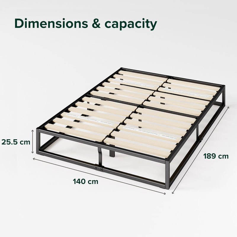 Joseph Metal Platform Bed Frame 25CM Base Wooden