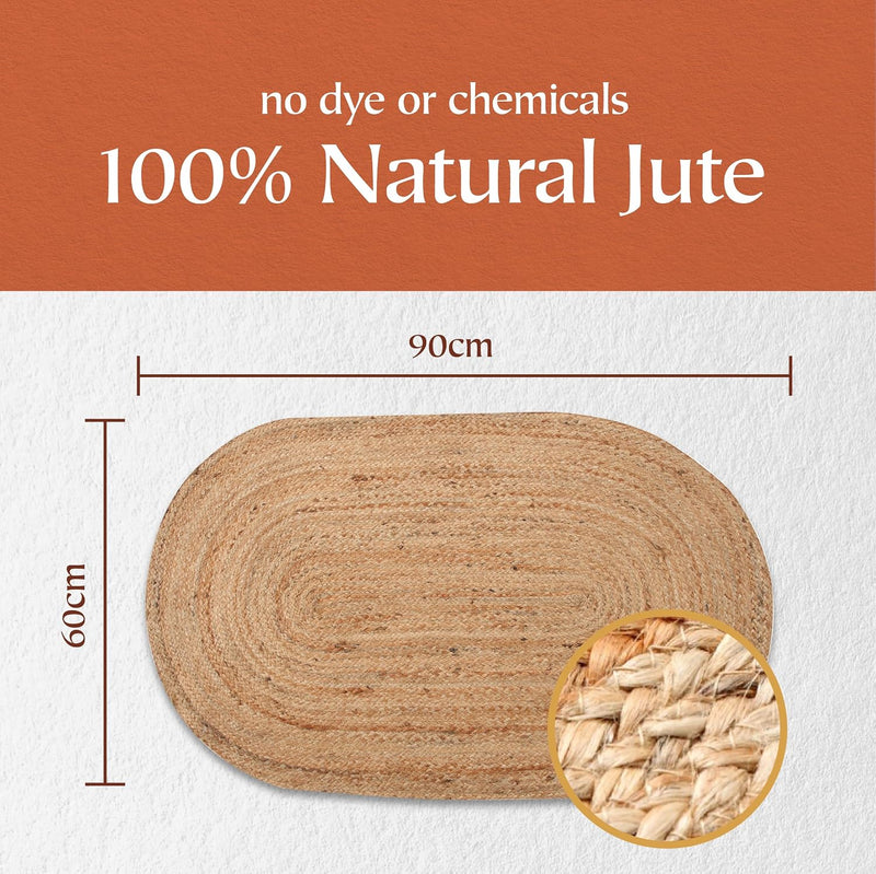 Jute Area Rug 100% Natural Fibre Hand Woven