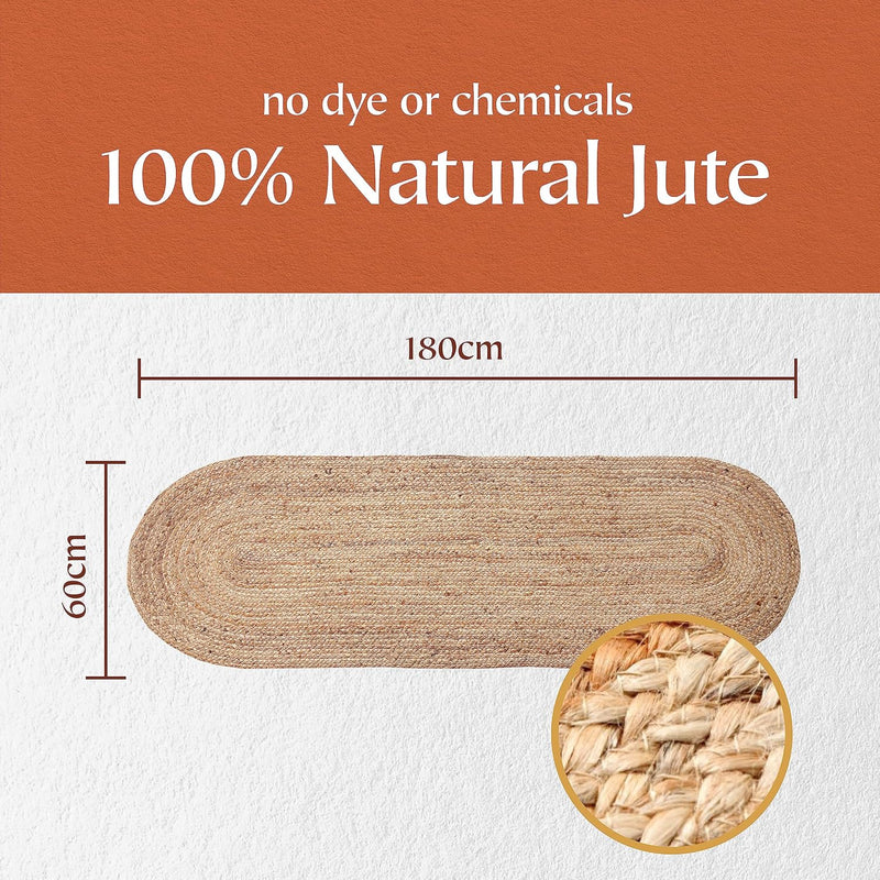 Jute Area Rug 100% Natural Fibre Hand Woven