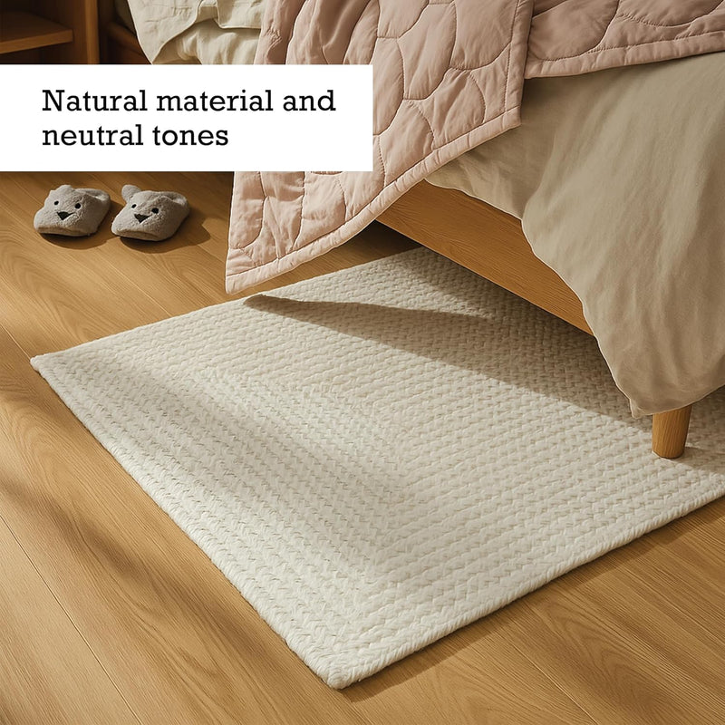 Natural Jute Area Rug Reversible Braided Farmhouse Rectangular