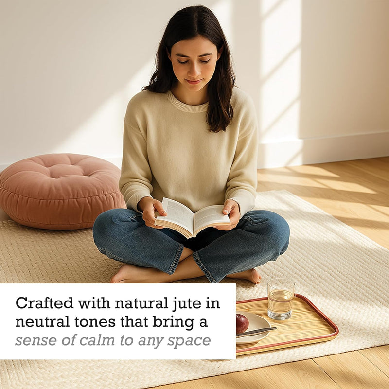 Natural Jute Area Rug Reversible Braided Farmhouse Rectangular