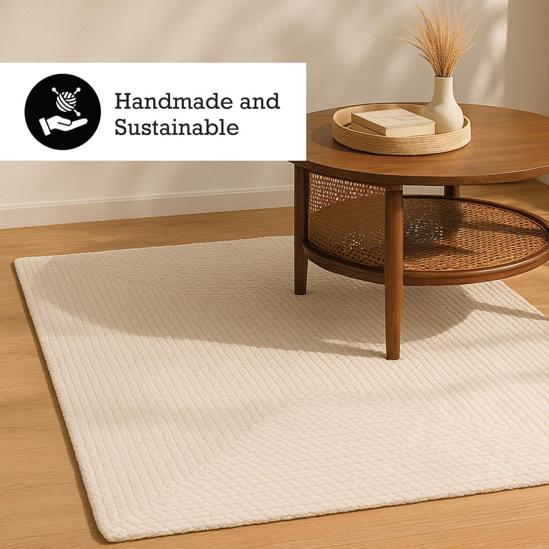 Natural Jute Area Rug Reversible Braided Farmhouse Rectangular