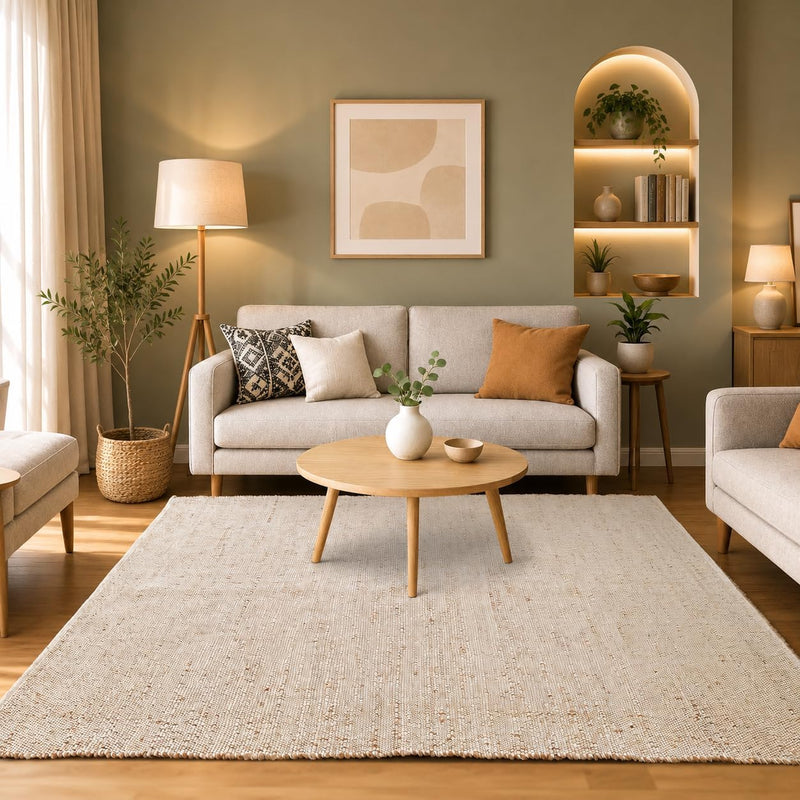 Jute Cotton Area Rug Handcrafted Traditional Rugs-Hand Woven
