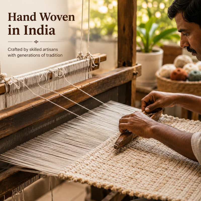 Jute Cotton Area Rug Handcrafted Traditional Rugs-Hand Woven