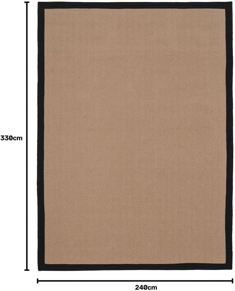 Jute Cotton Bordered Rugs Herringbone Chevron Rubber Backed