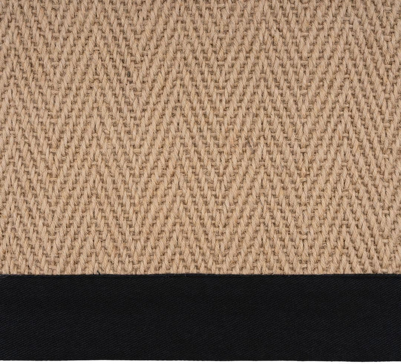 Jute Cotton Bordered Rugs Herringbone Chevron Rubber Backed