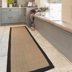 Jute Cotton Bordered Rugs Herringbone Chevron Rubber Backed
