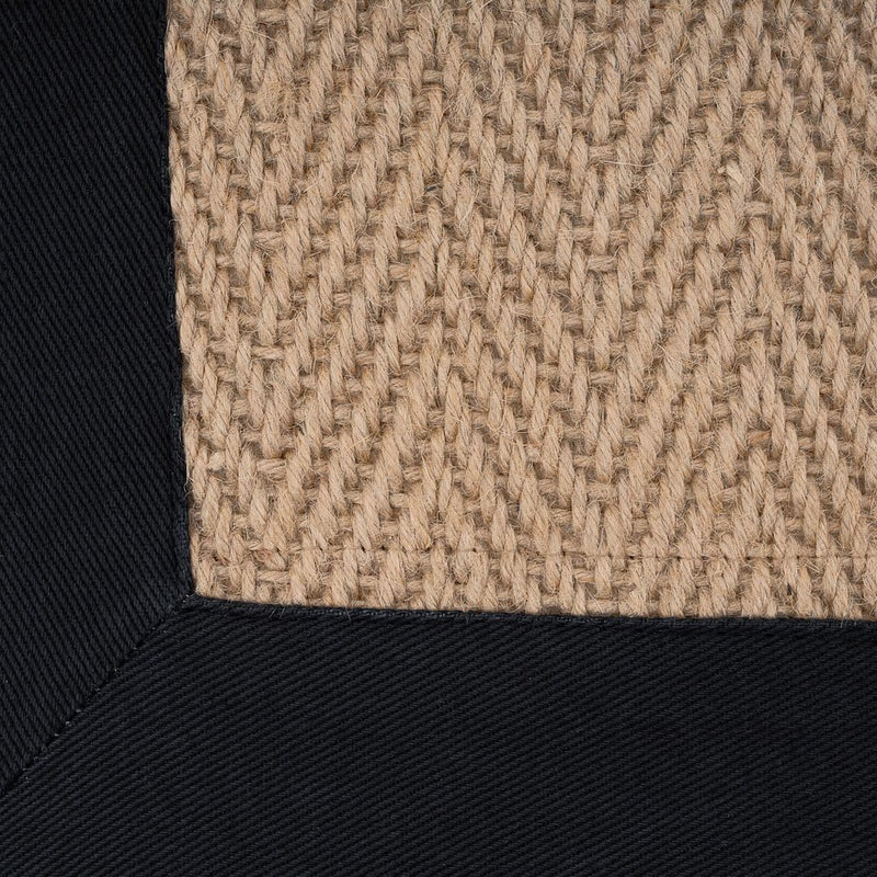 Jute Cotton Bordered Rugs Herringbone Chevron Rubber Backed