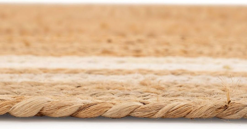 Jute Rug Braided Natural Border Rustic Rectangular Eco-Friendly