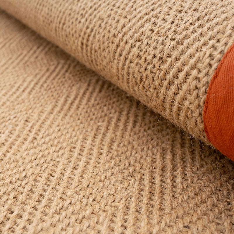 Jute Rug Braided Natural Border Rustic Rectangular Eco-Friendly