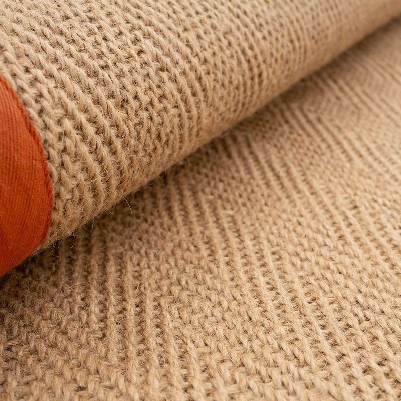 Jute Rug Braided Natural Border Rustic Rectangular Eco-Friendly