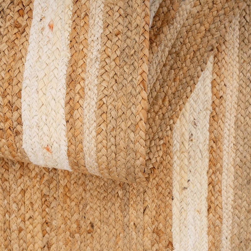 Jute Rug Braided Natural Border Rustic Rectangular Eco-Friendly