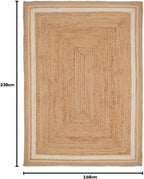 Jute Rug Braided Natural Border Rustic Rectangular Eco-Friendly