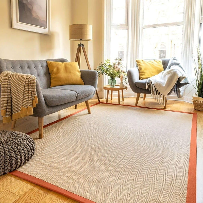 Jute Rug Braided Natural Border Rustic Rectangular Eco-Friendly
