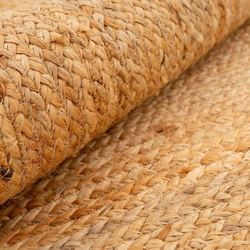 Jute Rug Braided Natural Border Rustic Rectangular Eco-Friendly