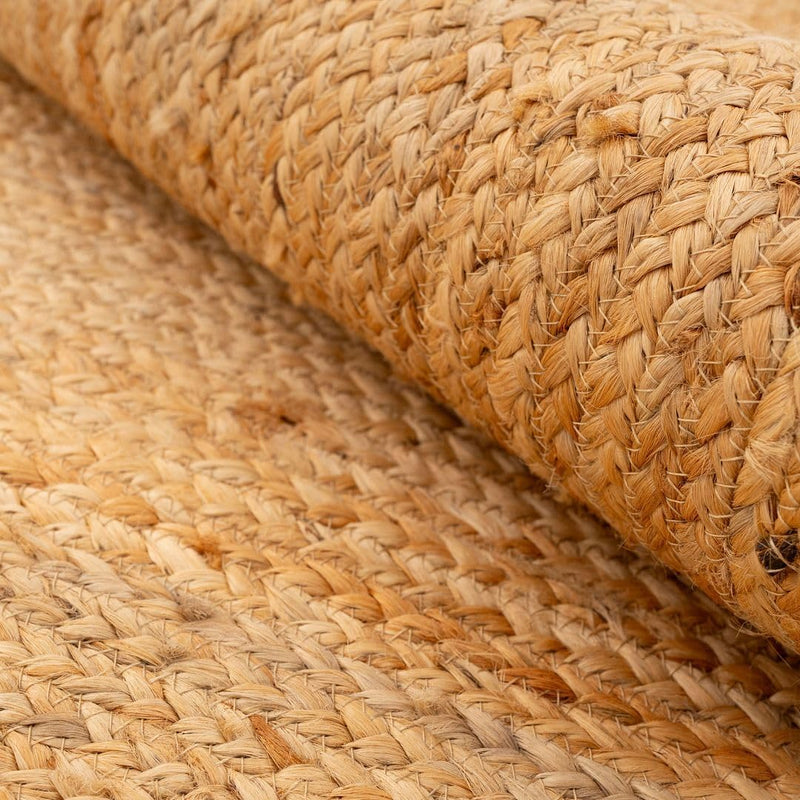 Jute Rug Braided Natural Border Rustic Rectangular Eco-Friendly