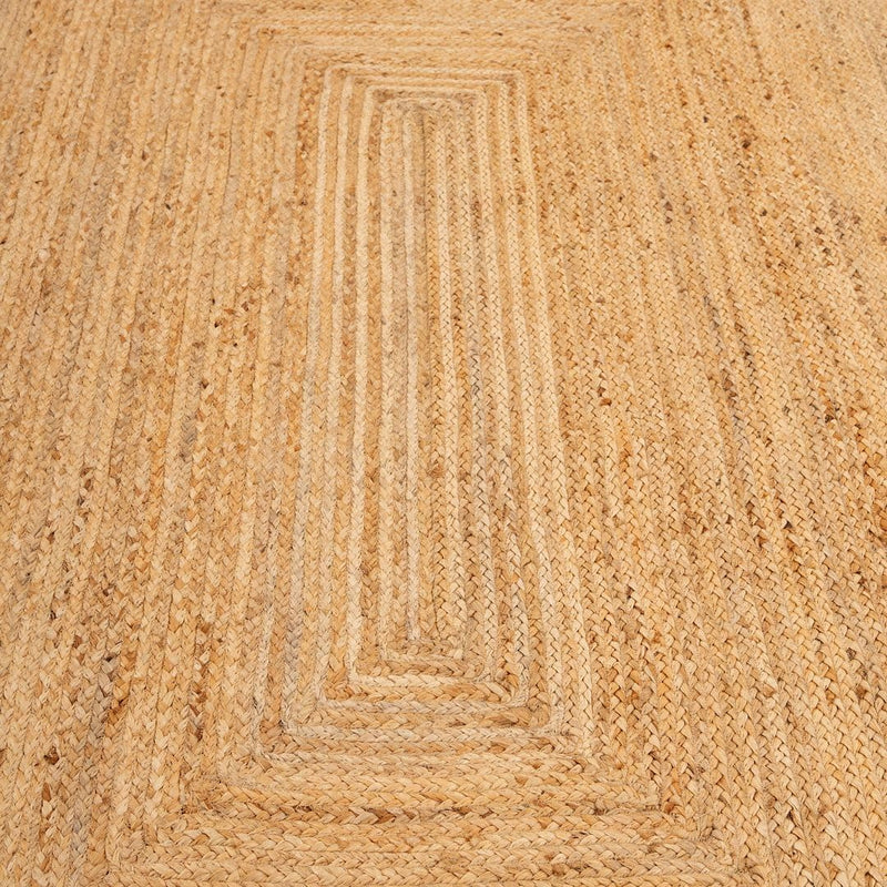 Jute Rug Braided Natural Border Rustic Rectangular Eco-Friendly