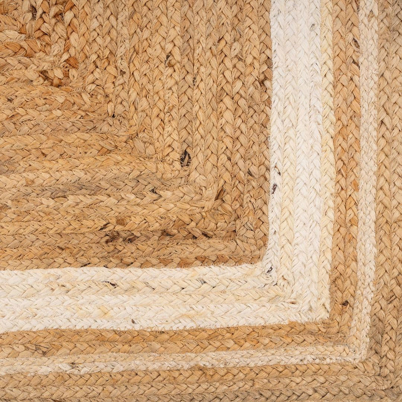 Jute Rug Braided Natural Border Rustic Rectangular Eco-Friendly