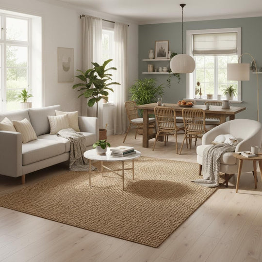 Jute Rug for Living Room Natural Textured Floor