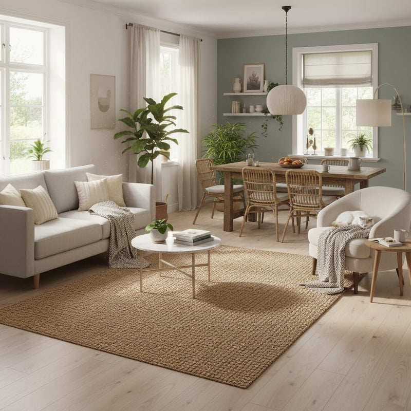 Jute Rug for Living Room Natural Textured Floor