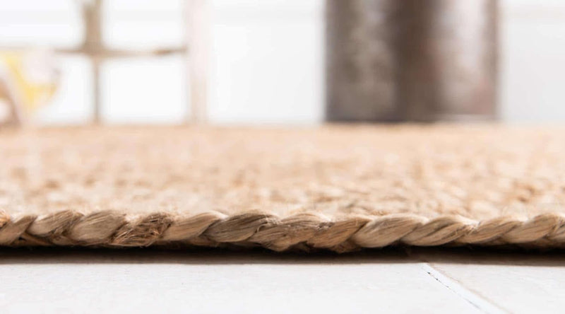 Jute Rug Natural Hand Braided Oval Shape Area